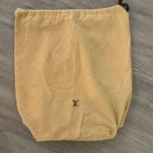 Louis Vuitton large 19” by 17.5” drawstring dustbag in beige and brown